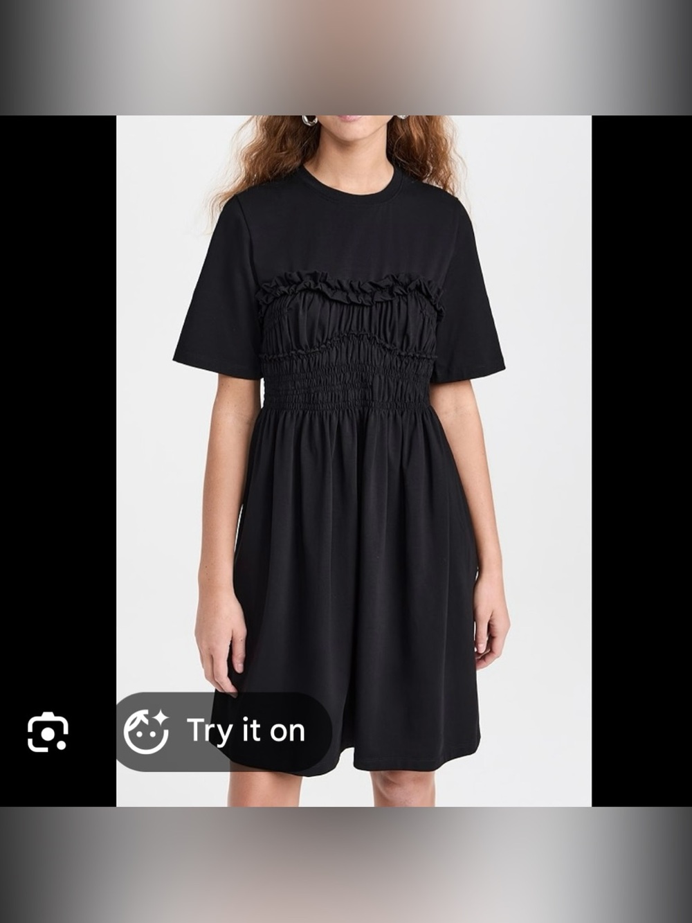 Cecilie Bahnsen Valencia Smocked Black Jersey Mini Dress S Coquette
